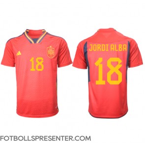 Spanien Jordi Alba #18 Hemma Matchtröja VM 2022 Kortärmad